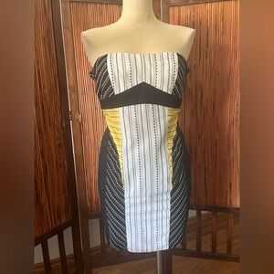 Helmut Lang color block strapless dress, 2, silk